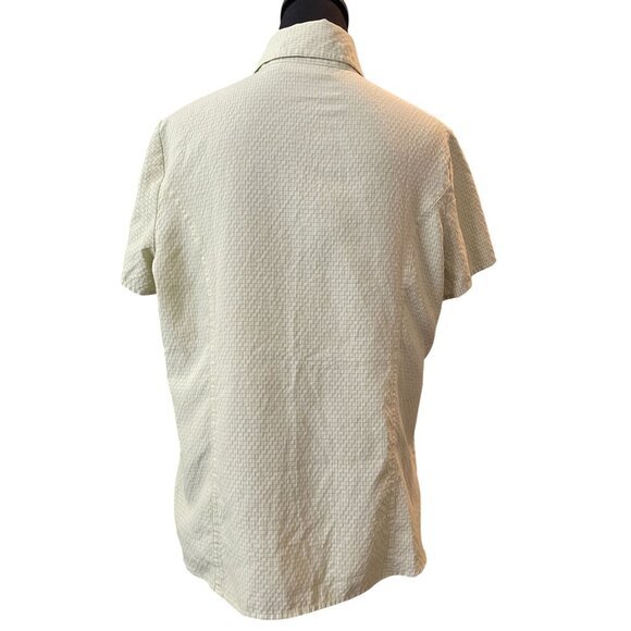 Croft & Barrow collared ladies camp shirt micro green plaid Medium pockets - Picture 4 of 7